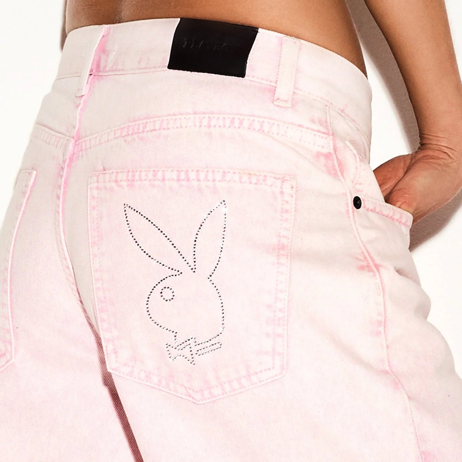 Playboy Low Rise Skater jeans denim rosa vita bassa