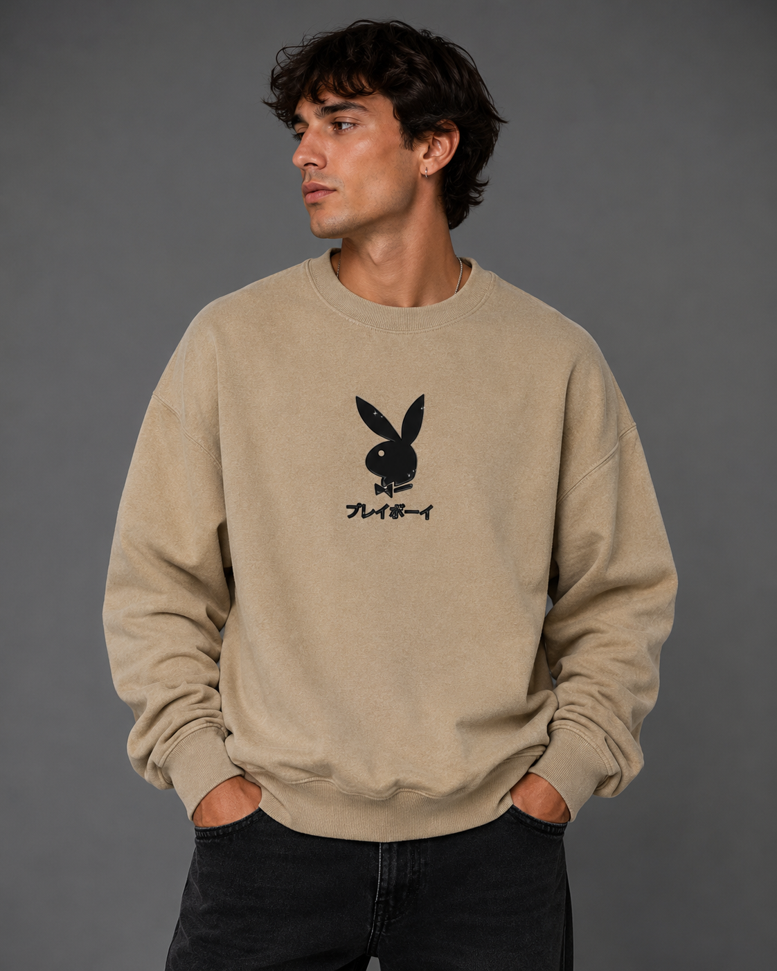 Playboy Ace of Spades felpa girocollo sabbia S