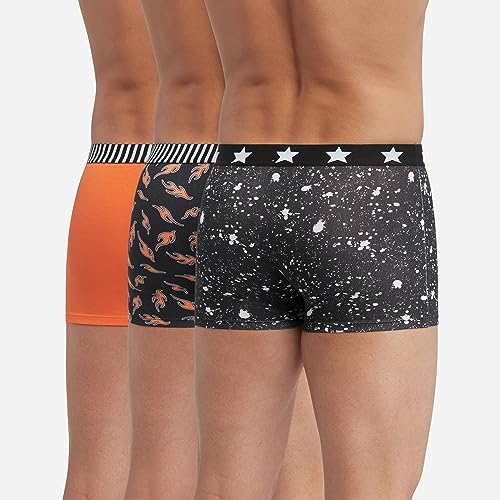 DIM Vibes boxer uomo x3 arancio-nero cotone elasticizzato
