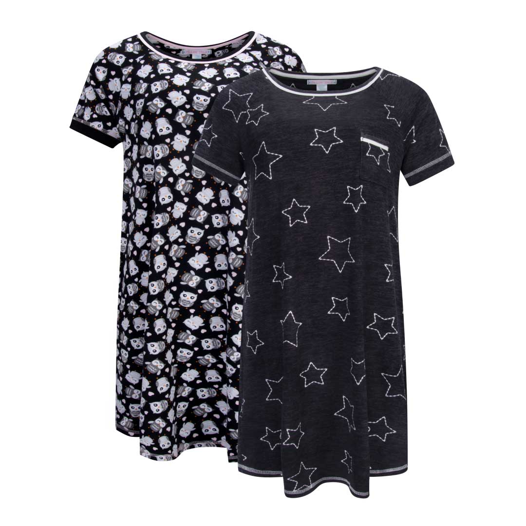 René Rofé Sleep Shirt Camicia Notte Leggera 2 Pezzi Fantasia