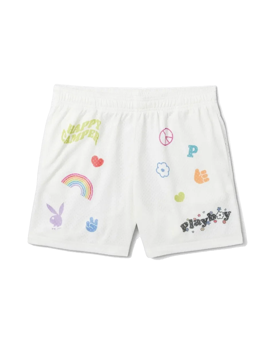 Playboy Basketball Shorts pantaloncini Star White vita alta