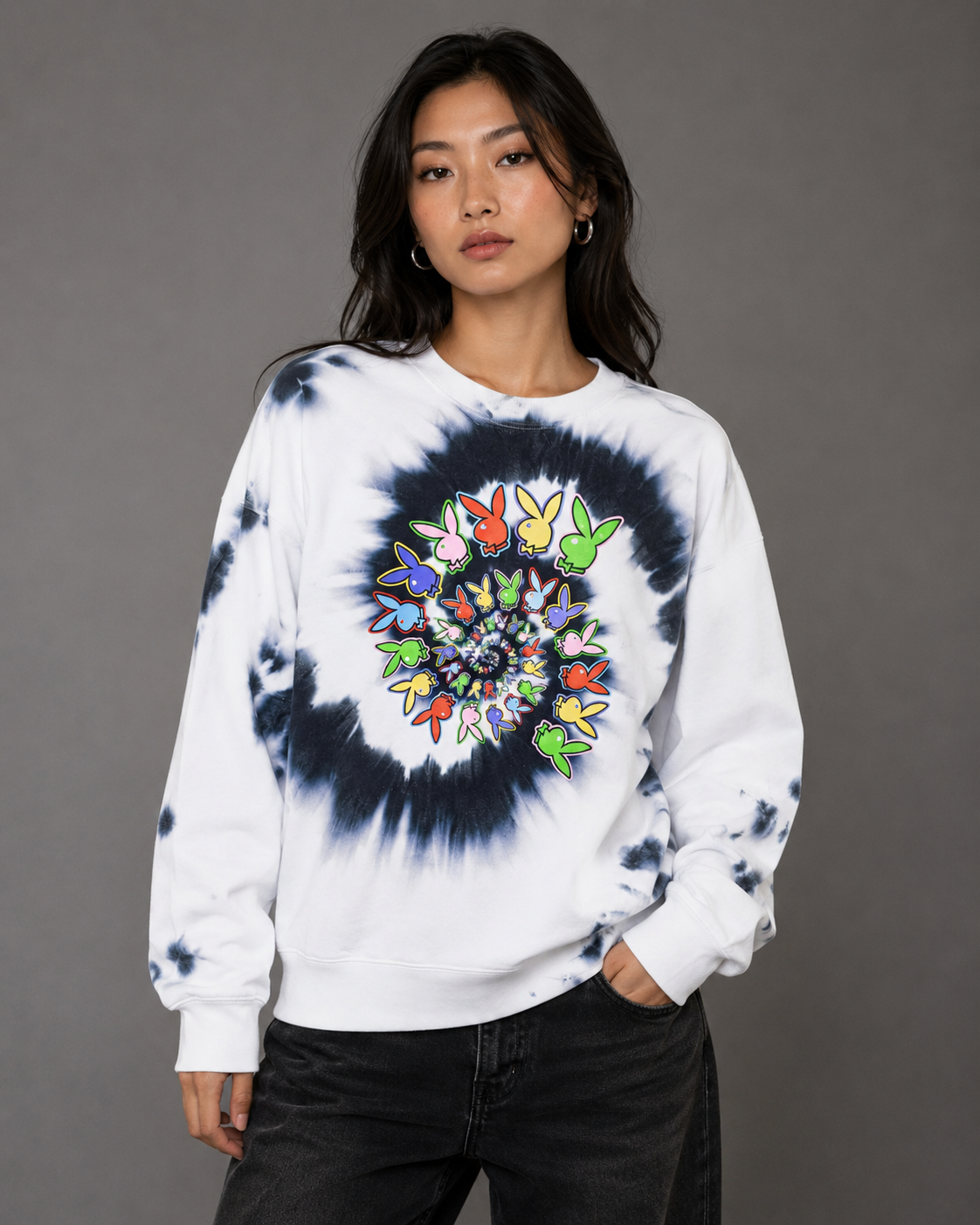Playboy Color Bars Spiral felpa girocollo tie dye cotone