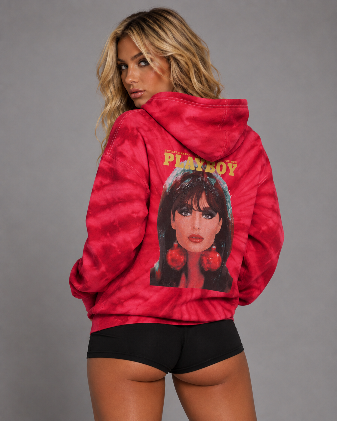 Playboy December 1966 Hoodie felpa rossa tie dye