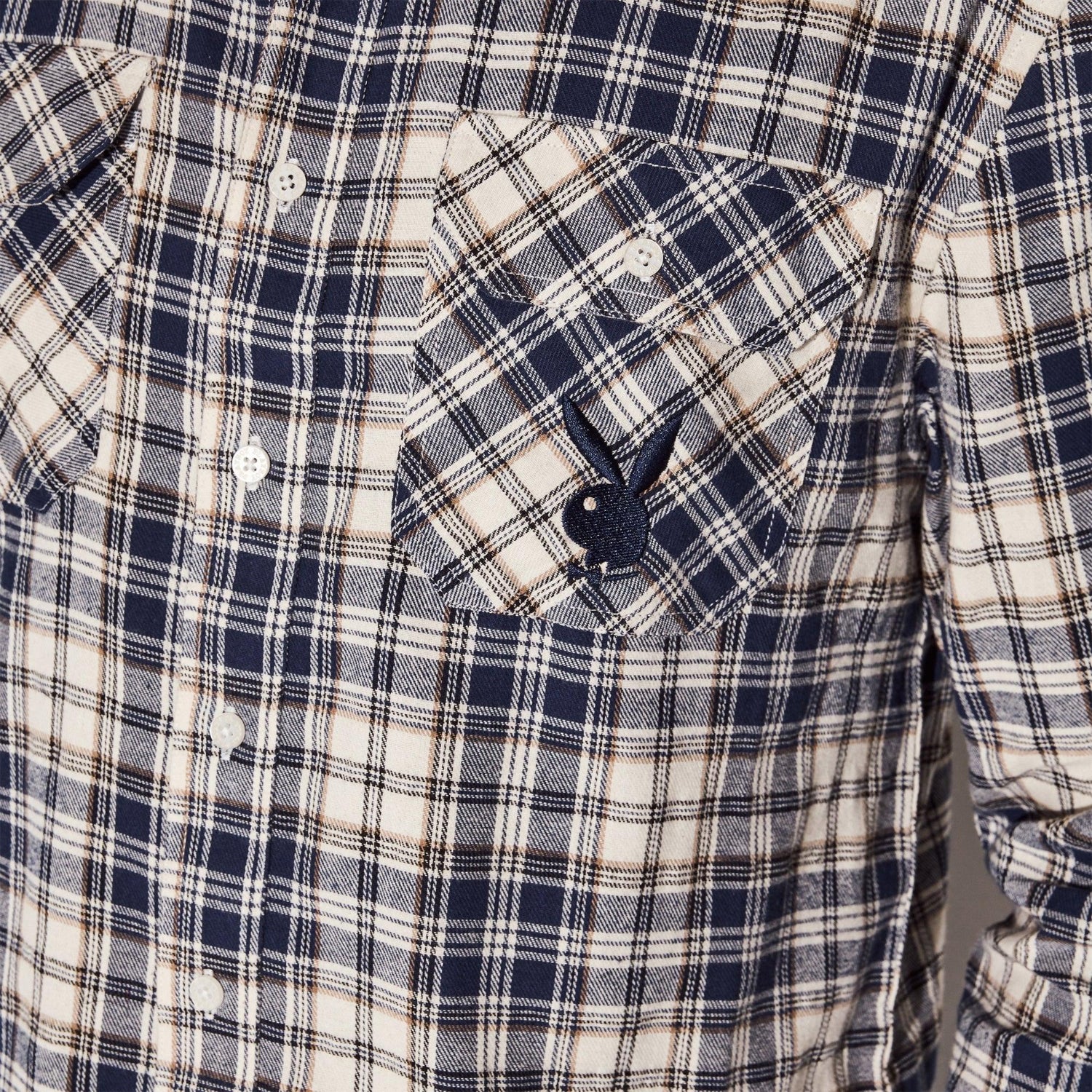 Playboy Flannel camicia uomo bianca quadri flanella L