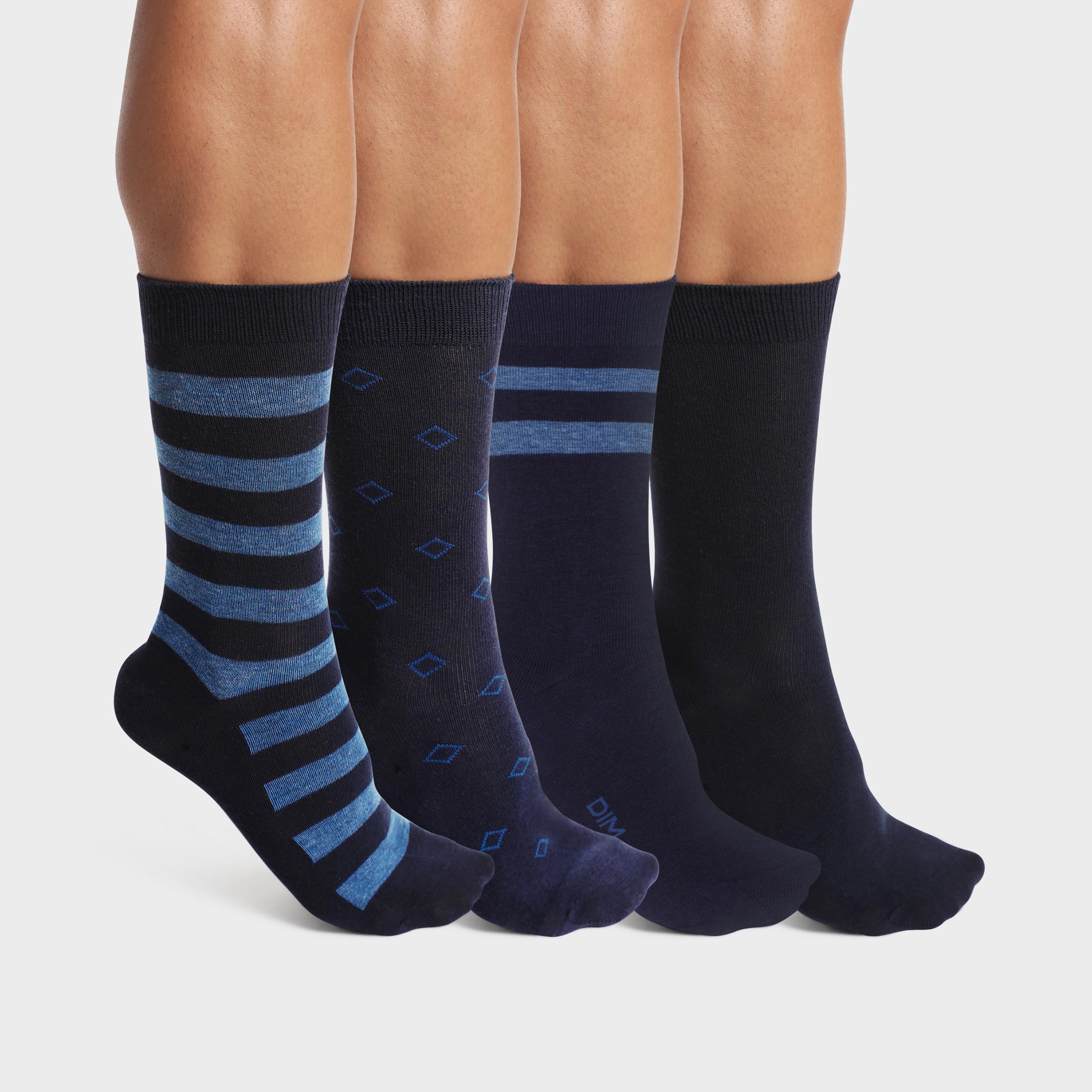 DIM Ecodim Style calzini uomo righe x4 blu marino