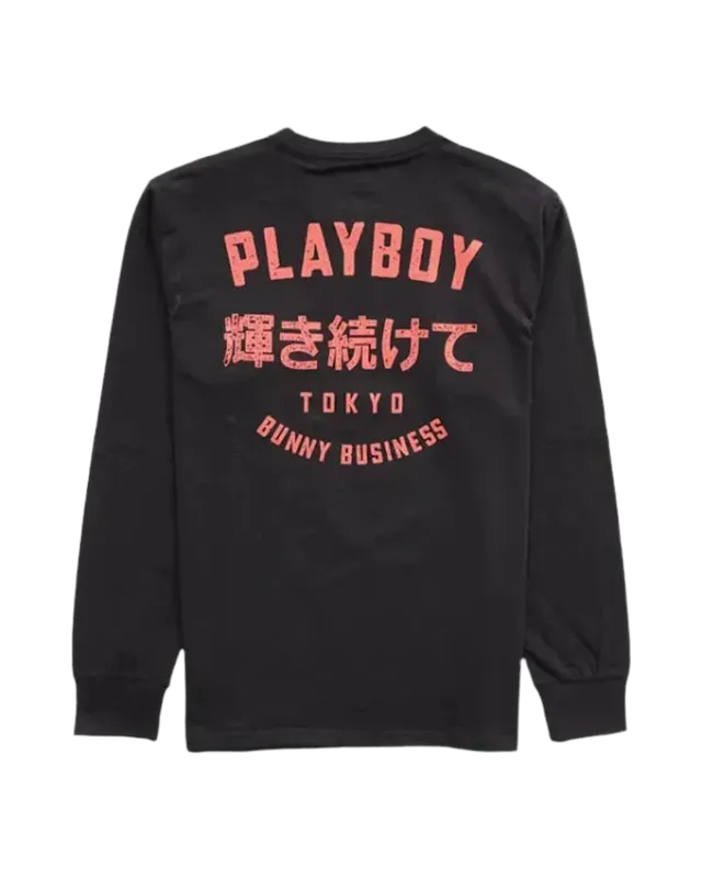 Playboy Tokyo maglia manica lunga nera cotone unisex