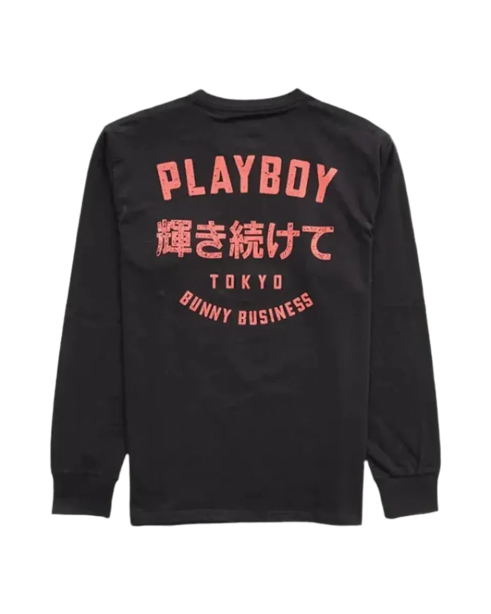 Playboy Tokyo maglia manica lunga nera cotone unisex