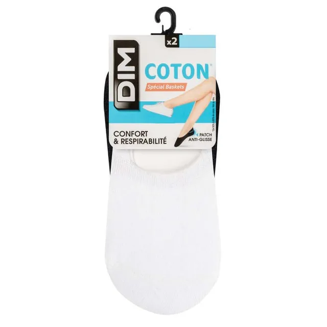 DIM Cotton salvapiedi donna cotone x2 bianchi