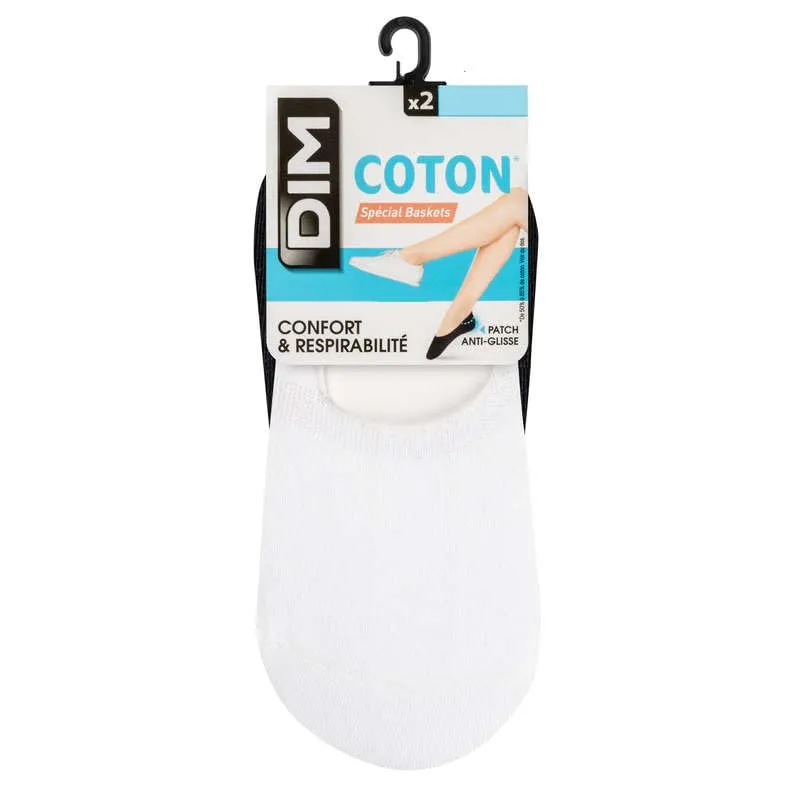 DIM Cotton salvapiedi donna cotone x2 bianchi