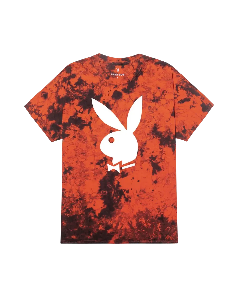 Playboy Big Rabbit Head t-shirt tie dye arancione cotone