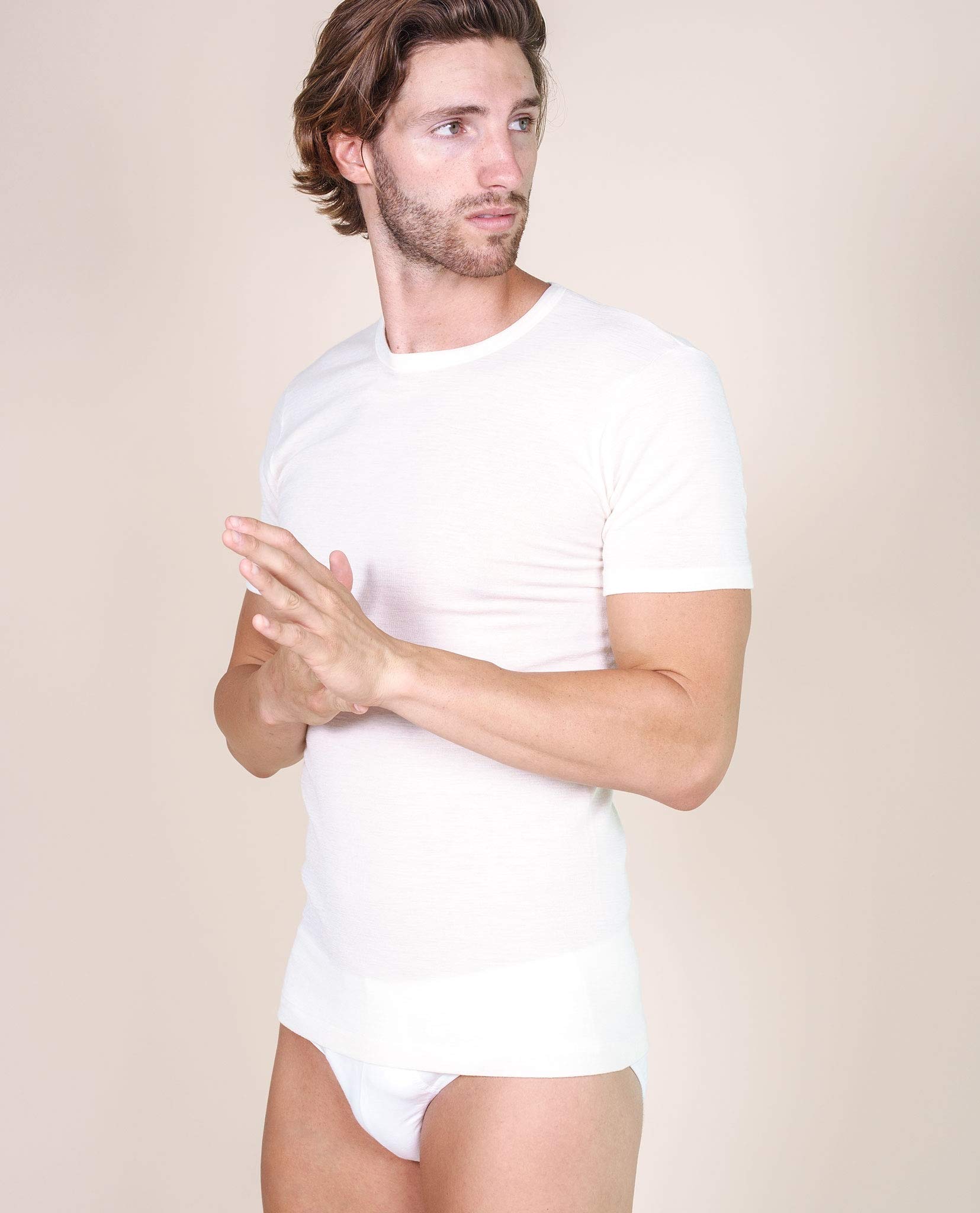 Egi 456 maglia termica uomo bianca lana manica corta