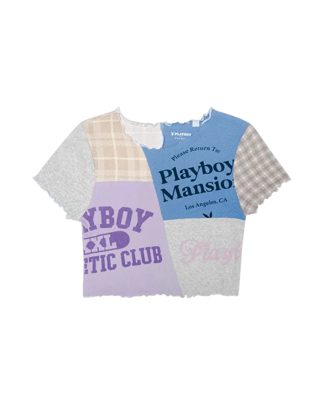 Playboy Splice baby tee cropped multicolor stampa logo