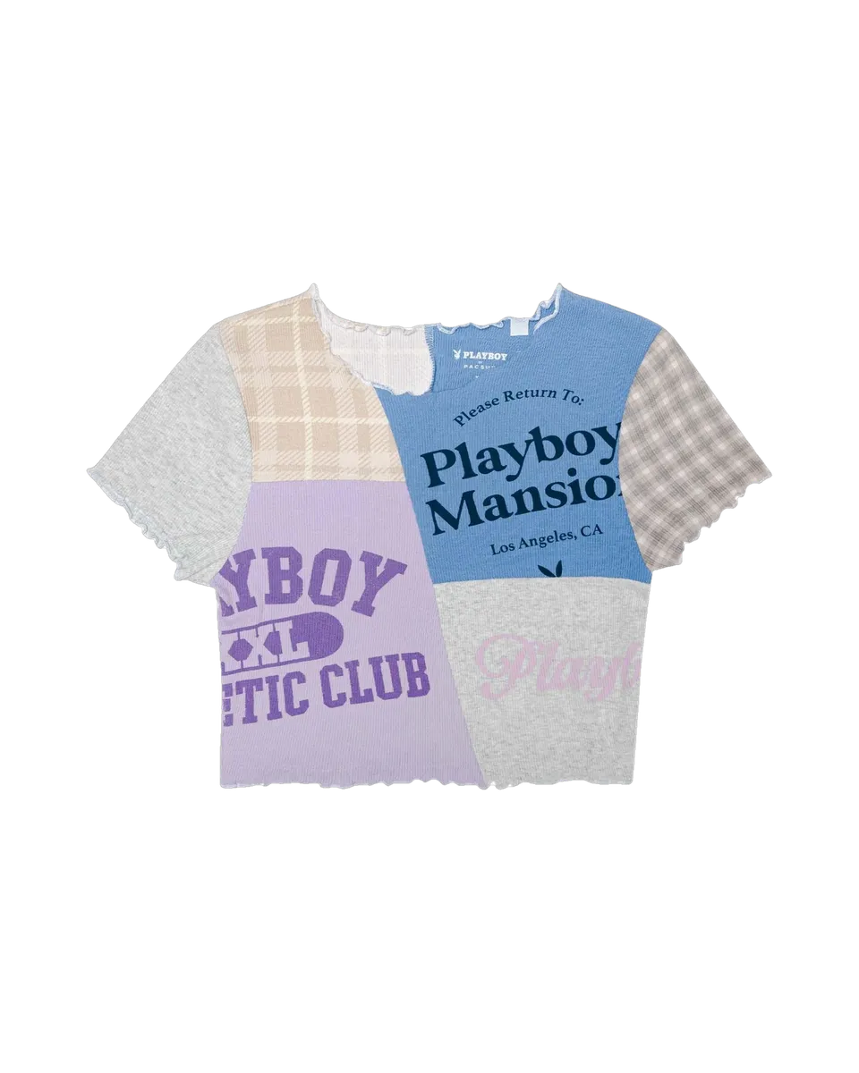 Playboy Splice baby tee cropped multicolor stampa logo