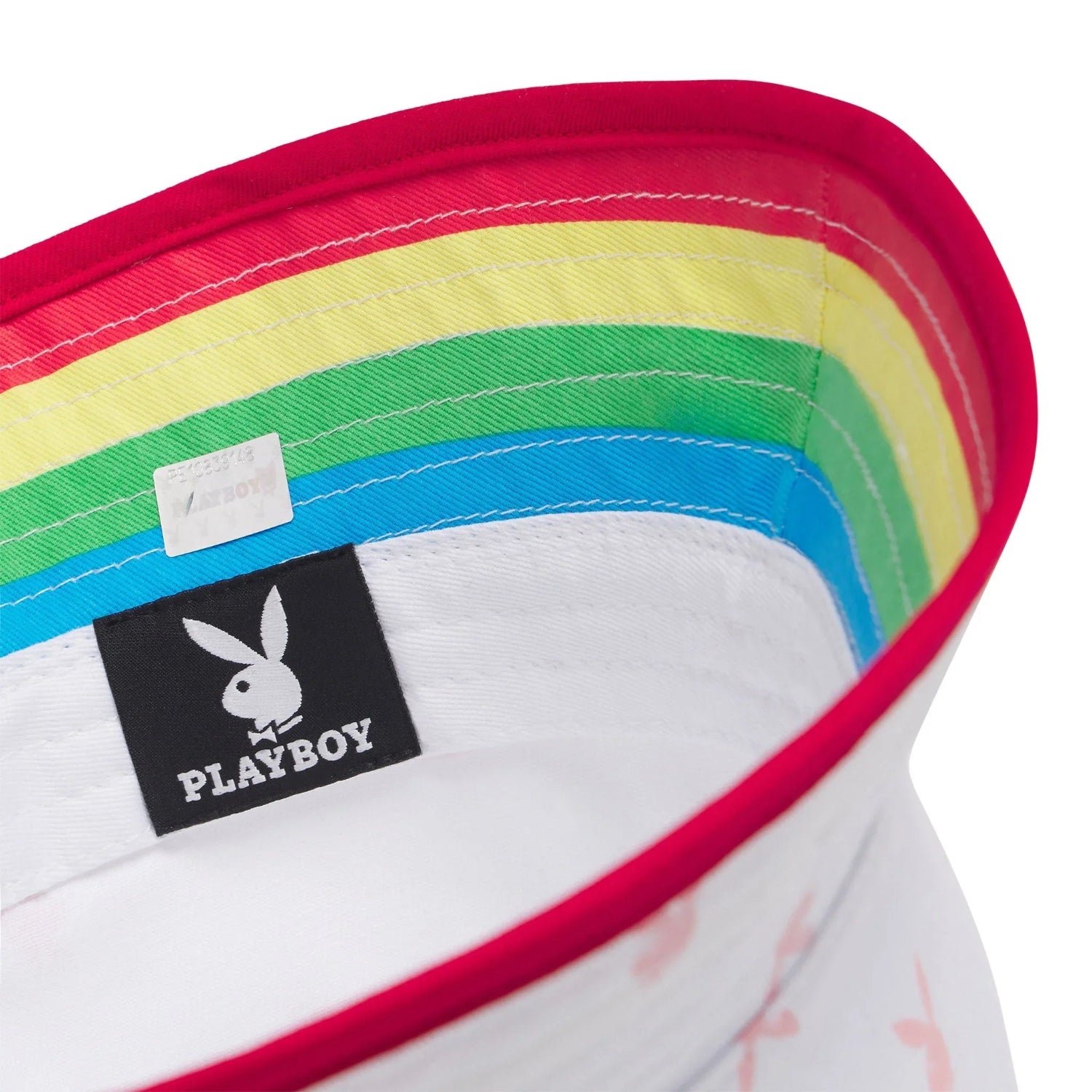 Playboy Bucket Hat Cappello Pescatore Nero Fodera Rainbow