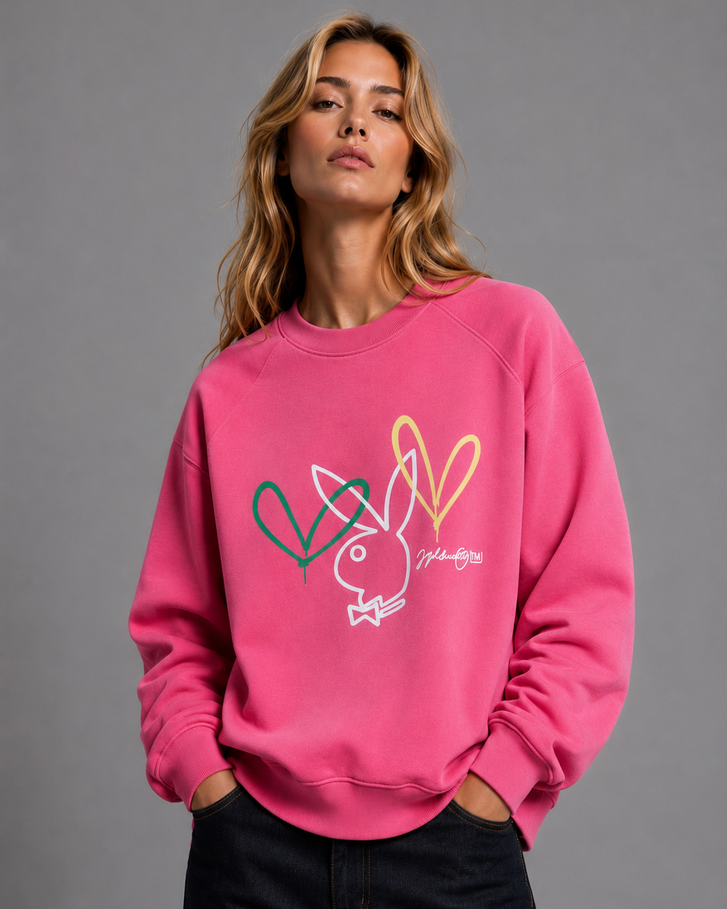 Playboy JGC Love Bunny felpa unisex nera french terry