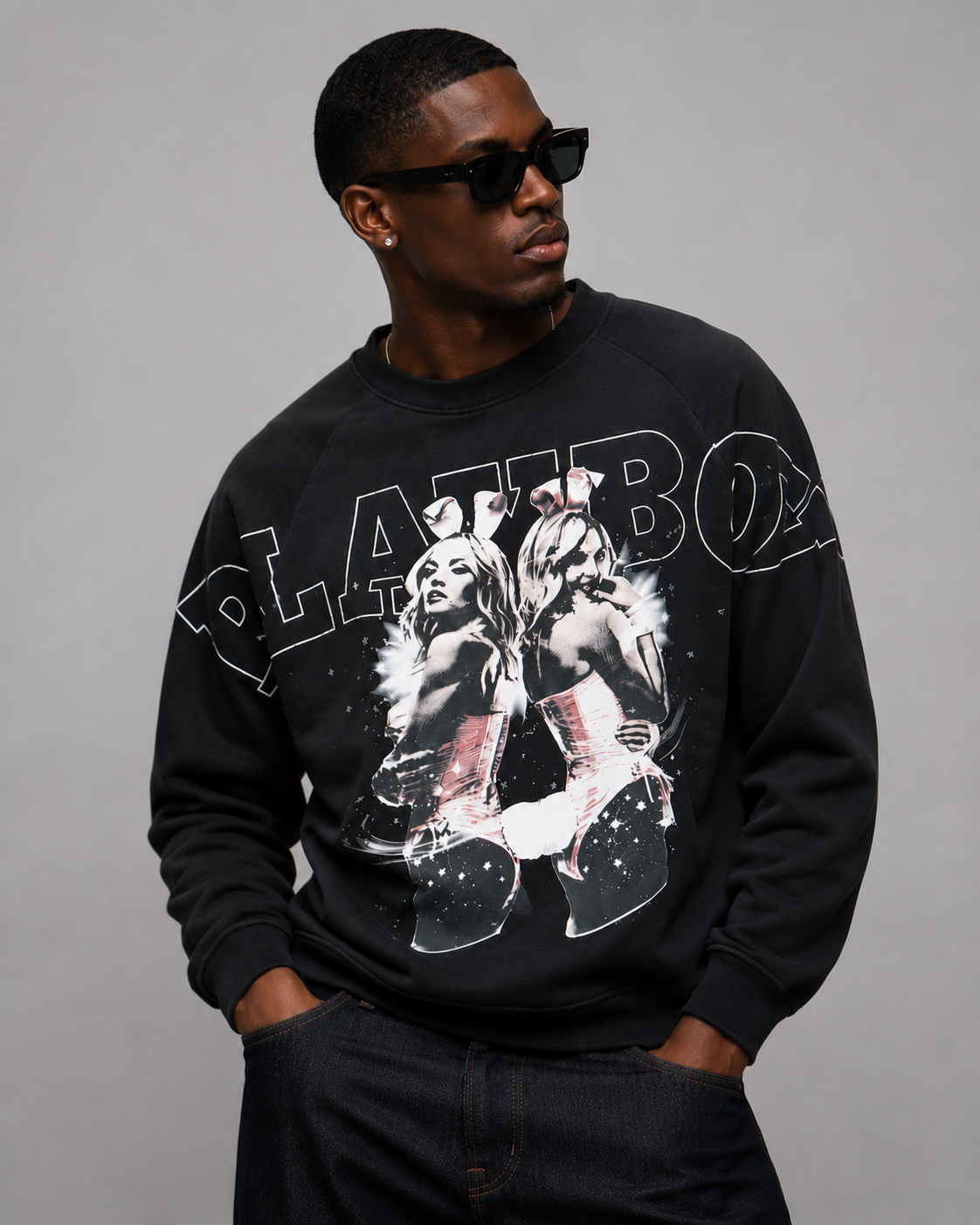 Playboy Twins Sweatshirt felpa cotone vintage black