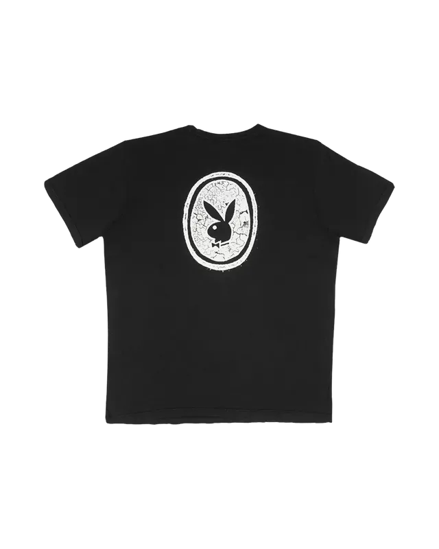 Playboy Distress Emblem Tee maglietta cotone nera vintage