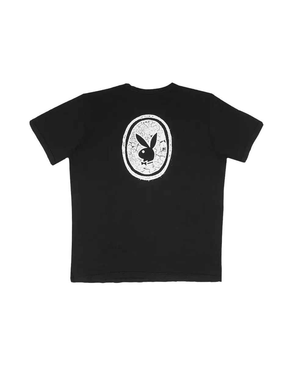 Playboy Distress Emblem Tee maglietta cotone nera vintage
