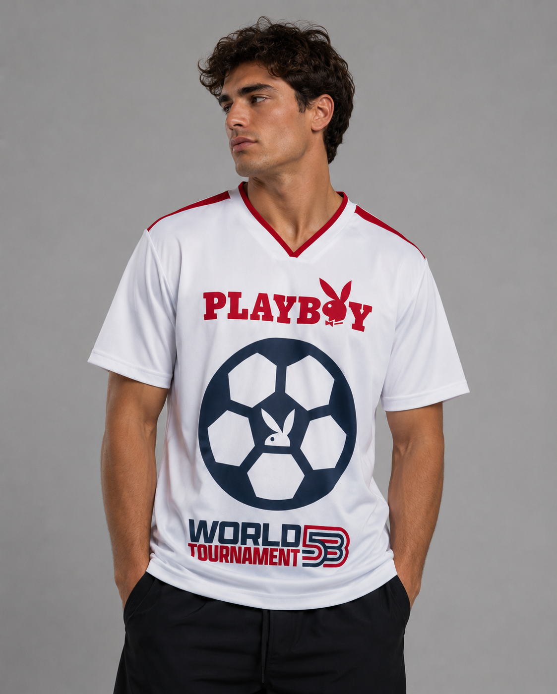Playboy World Tournament Jersey maglia calcio bianca rossa