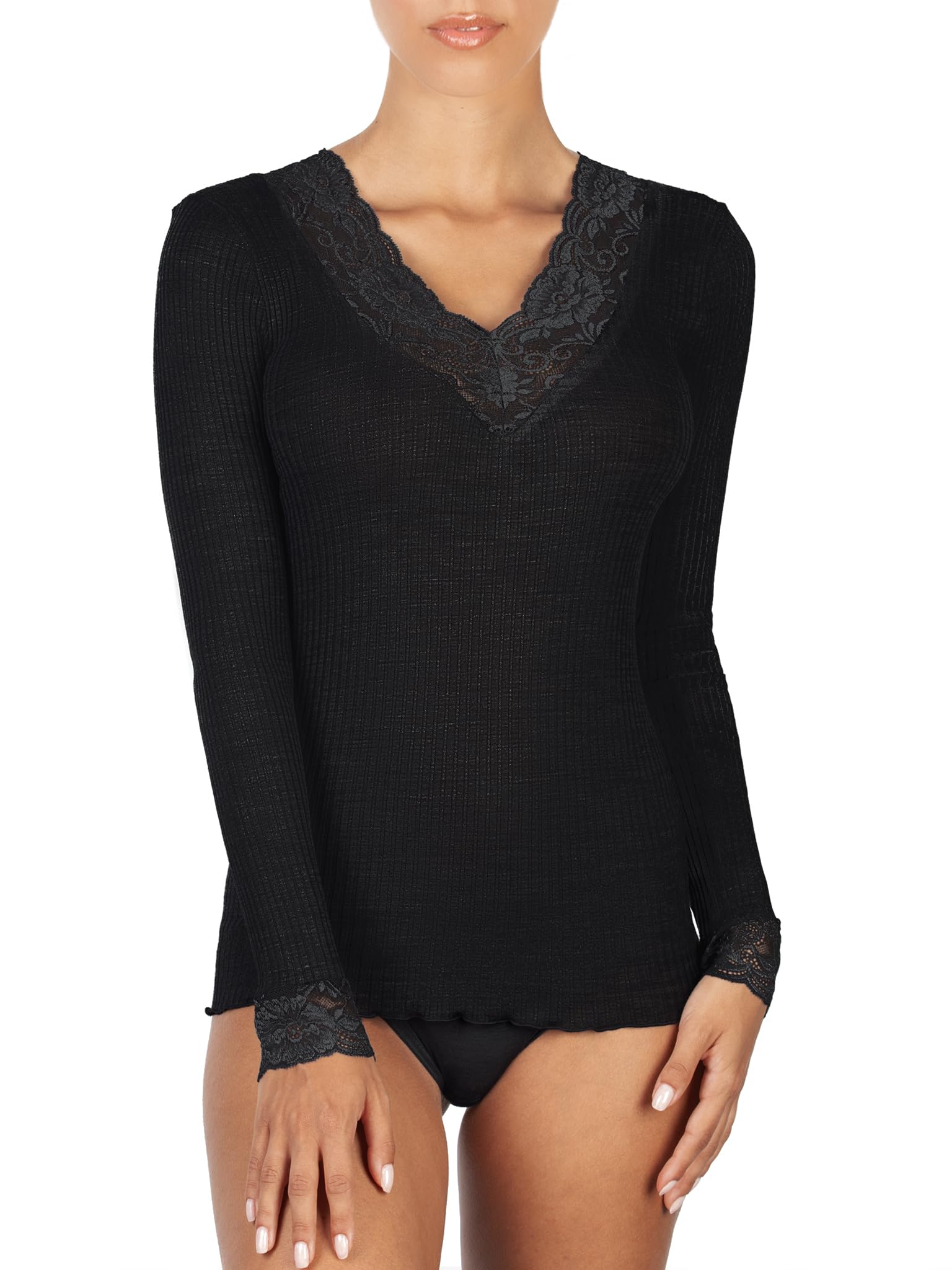 Egi Art. 303 Maglia Donna Micro Lana Manica Lunga Pizzo Calda