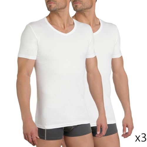 DIM Ecodim T-Shirt Scollo V Uomo Cotone Bianco M x3