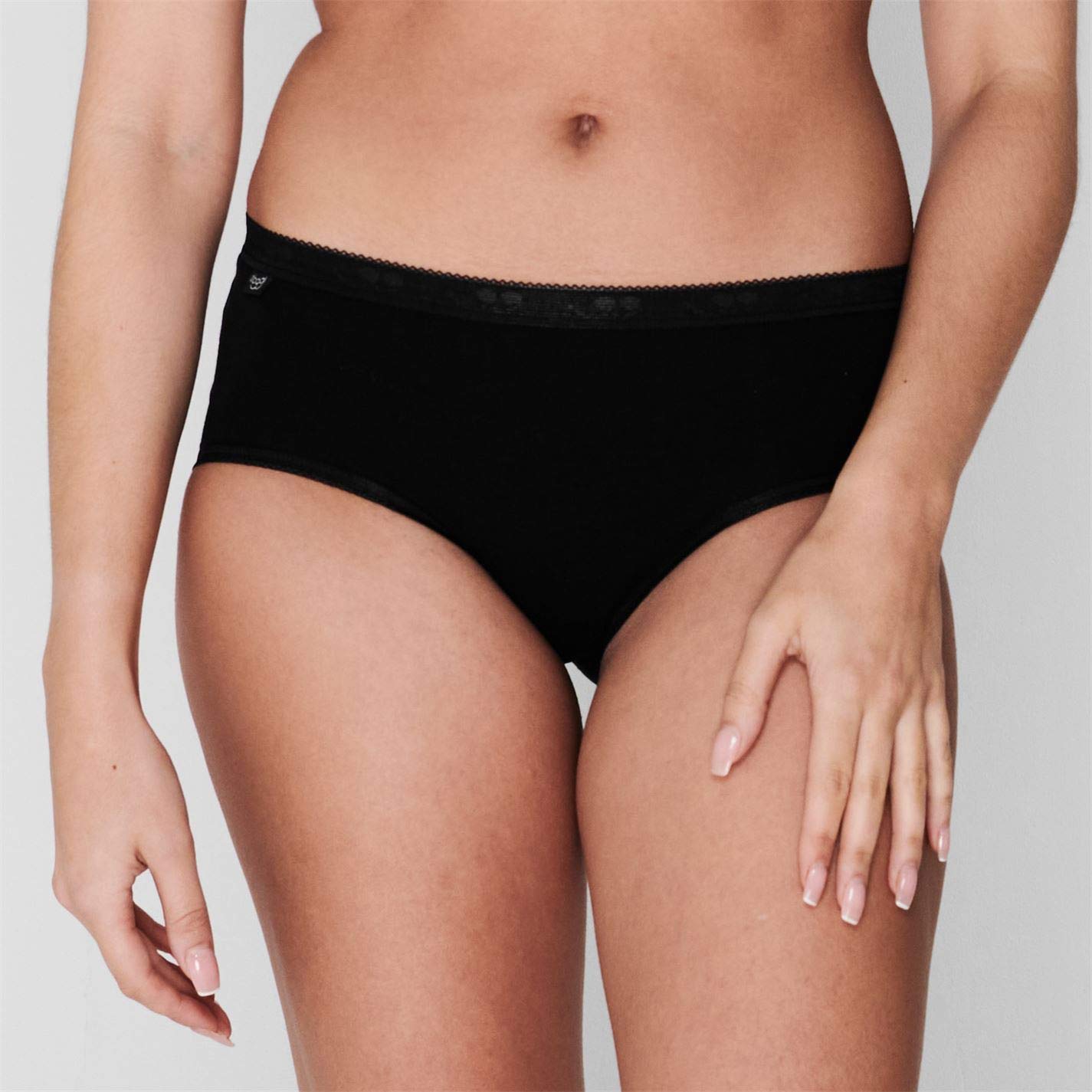 Sloggi Basic+ Midi Slip Donna 3 Pezzi Cotone Bianco Nero