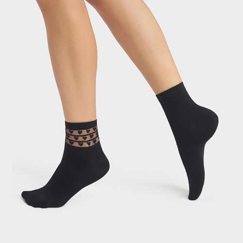 DIM Skin Style Fancy Hearts Calzini Neri x2