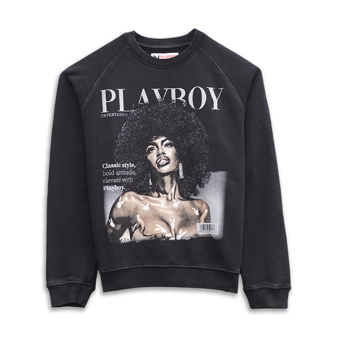 Playboy Class felpa girocollo cotone nera