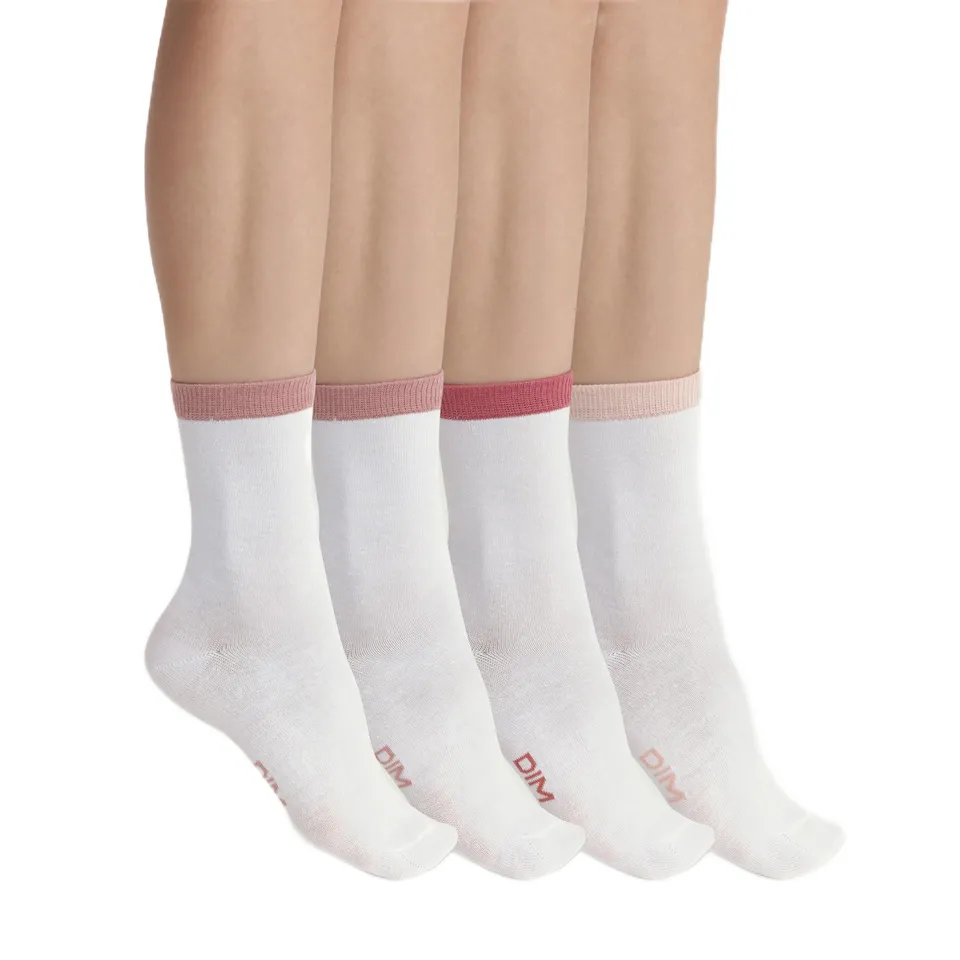 DIM Ecodim Mode calzini donna alti 4 paia bianco rosa