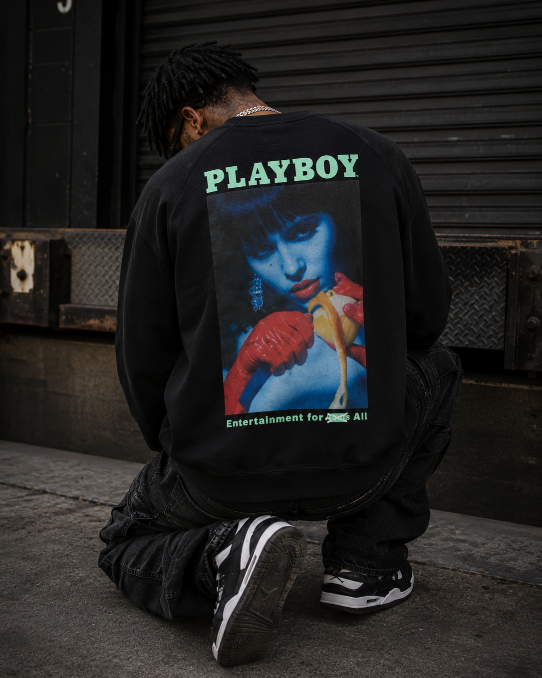 Playboy Gaze felpa unisex nera girocollo grafica archive