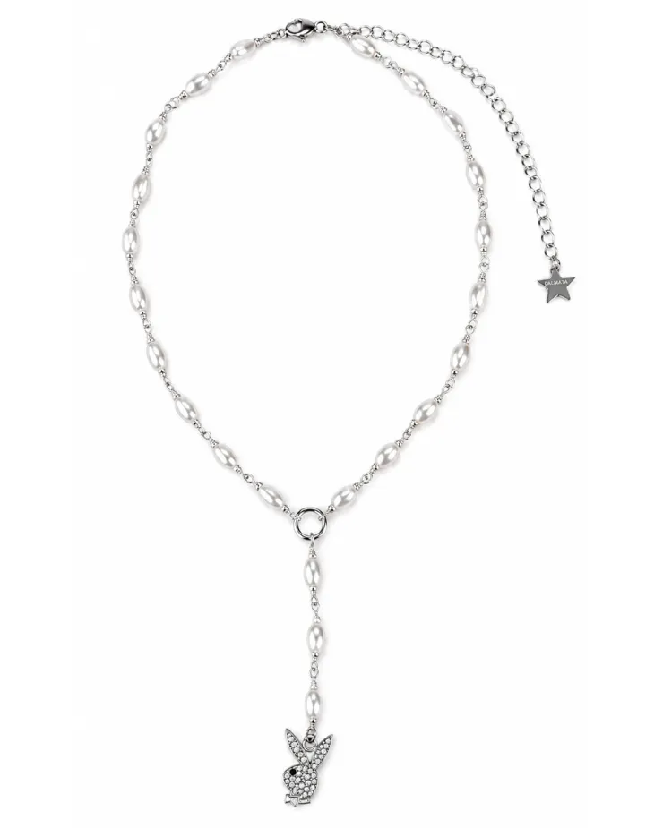 Playboy Pearl Lariat collana perle argento con charm