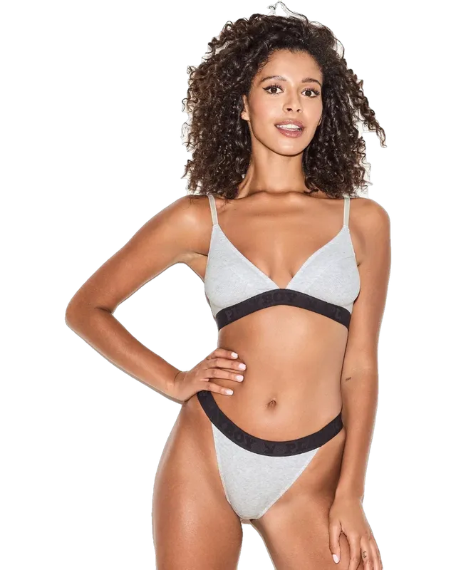 Playboy Essentials Rib Triangle bralette costine nero elastico