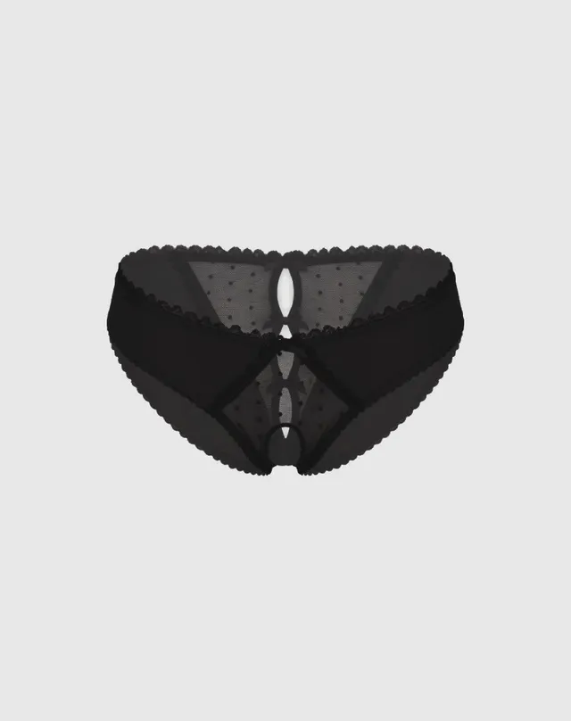 René Rofé Cheeky Frills bikini aperto nero con fiocco S/M