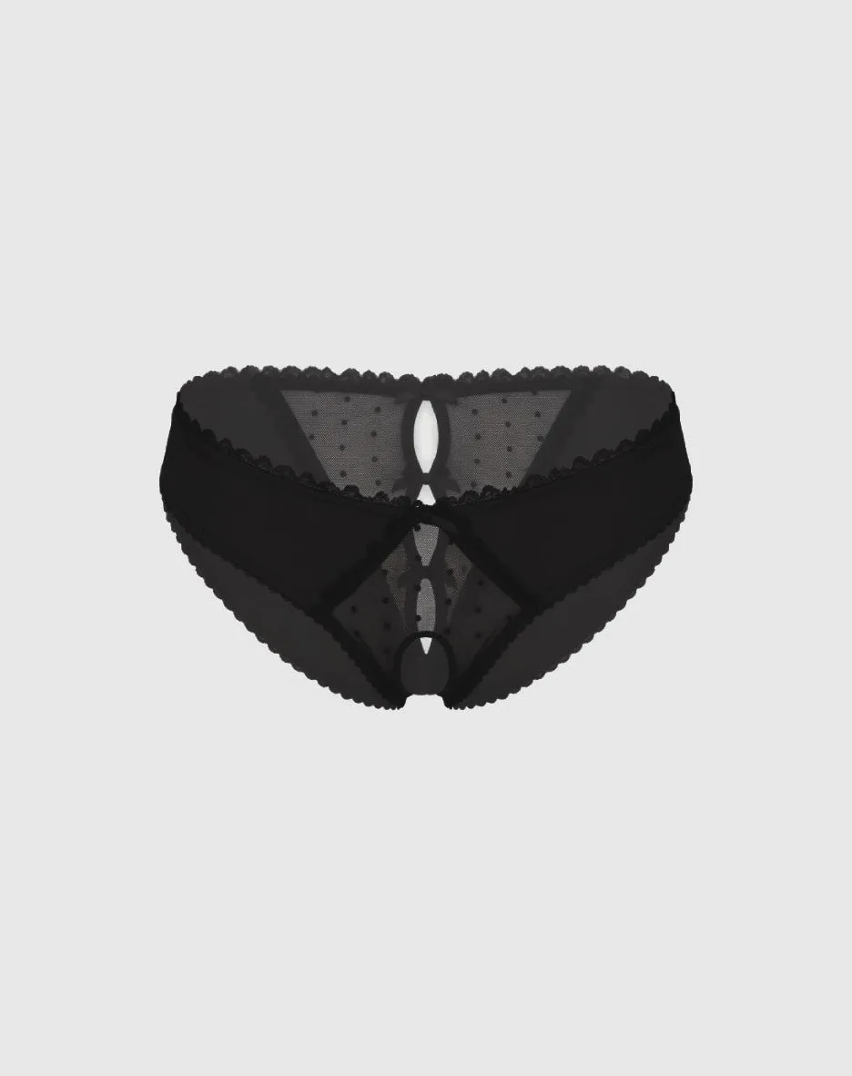 René Rofé Cheeky Frills bikini aperto nero con fiocco S/M