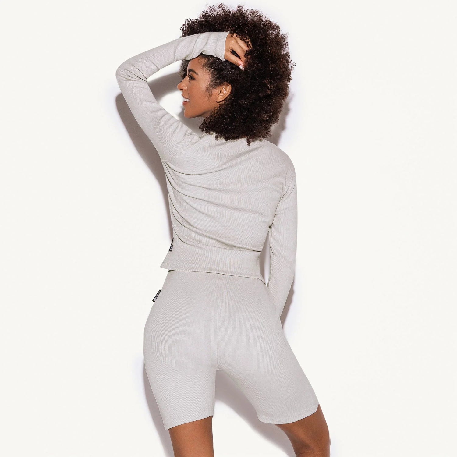 Playboy Lounge Rib pigiama top maniche lunghe beige