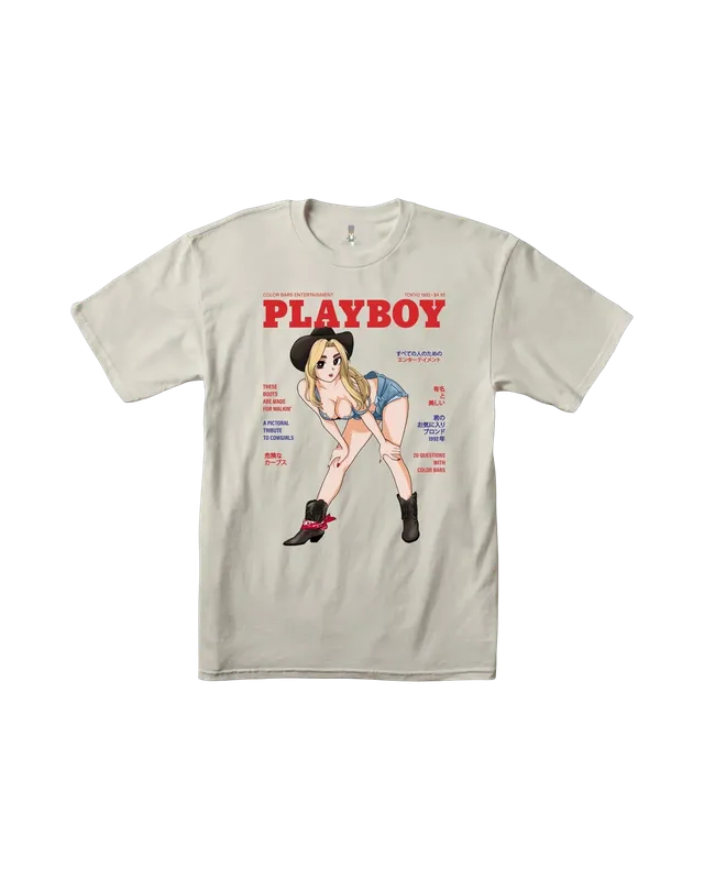 Playboy Tokyo Club Cowgirl t-shirt cotone sabbia manica corta