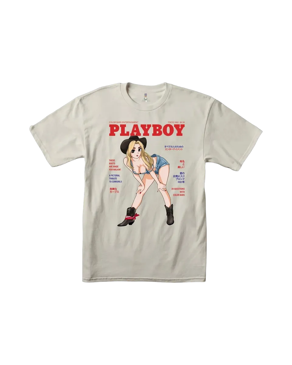 Playboy Tokyo Club Cowgirl t-shirt cotone sabbia manica corta