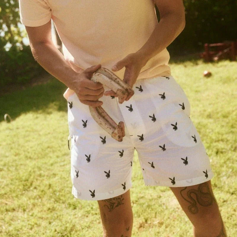 Playboy Repeating Rabbit Head Lounge Shorts cotone