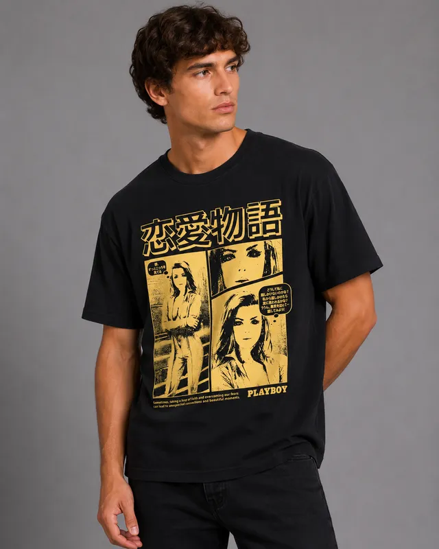 Playboy Love Story t-shirt nera cotone unisex