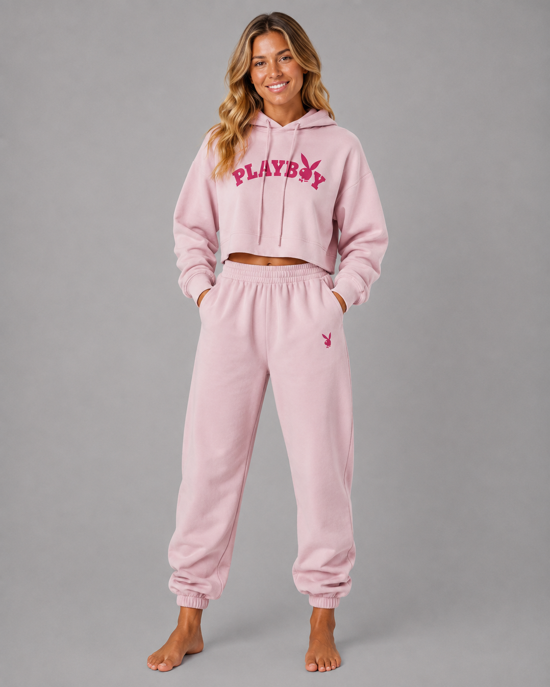 Playboy Logo Cropped Set tuta donna bianca cotone