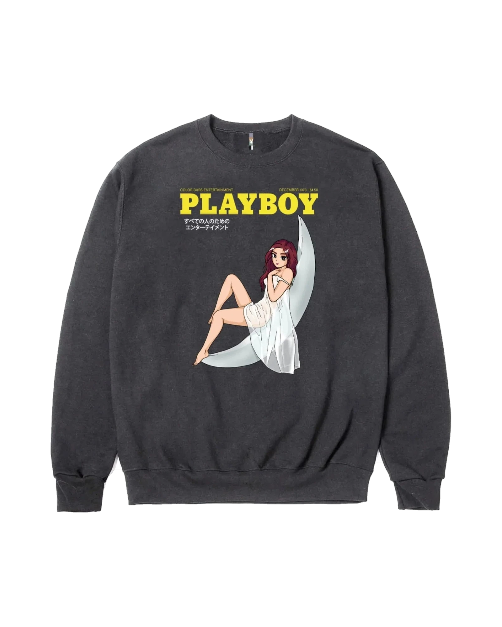 Playboy Tokyo Club Moonlit Crewneck felpa nera unisex