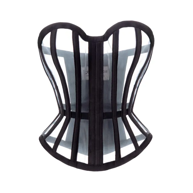 Lorenzo Seghezzi Mesh Overbust corsetto mesh nero busk