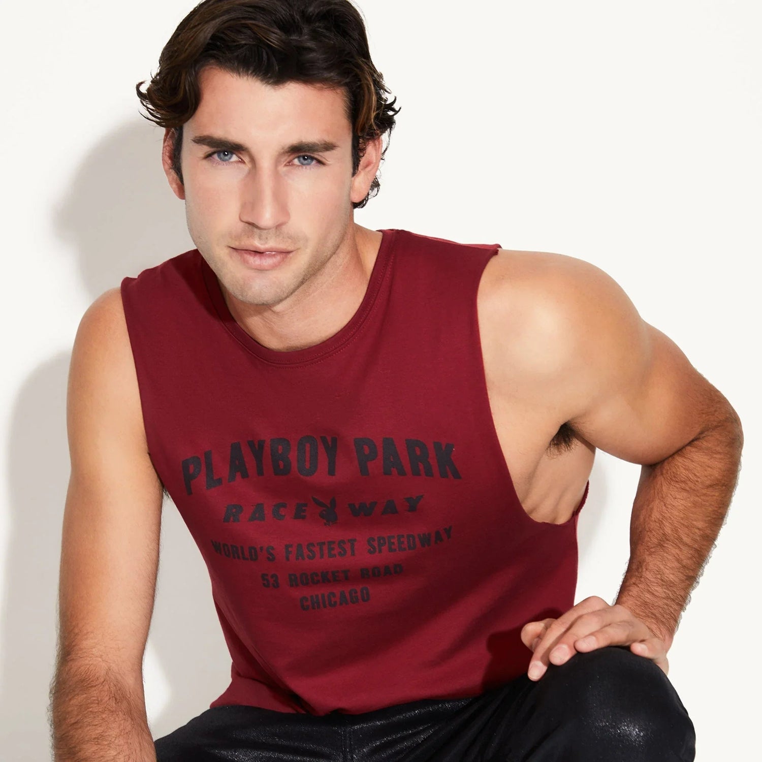 Playboy Raceway canottiera muscle bordeaux cotone