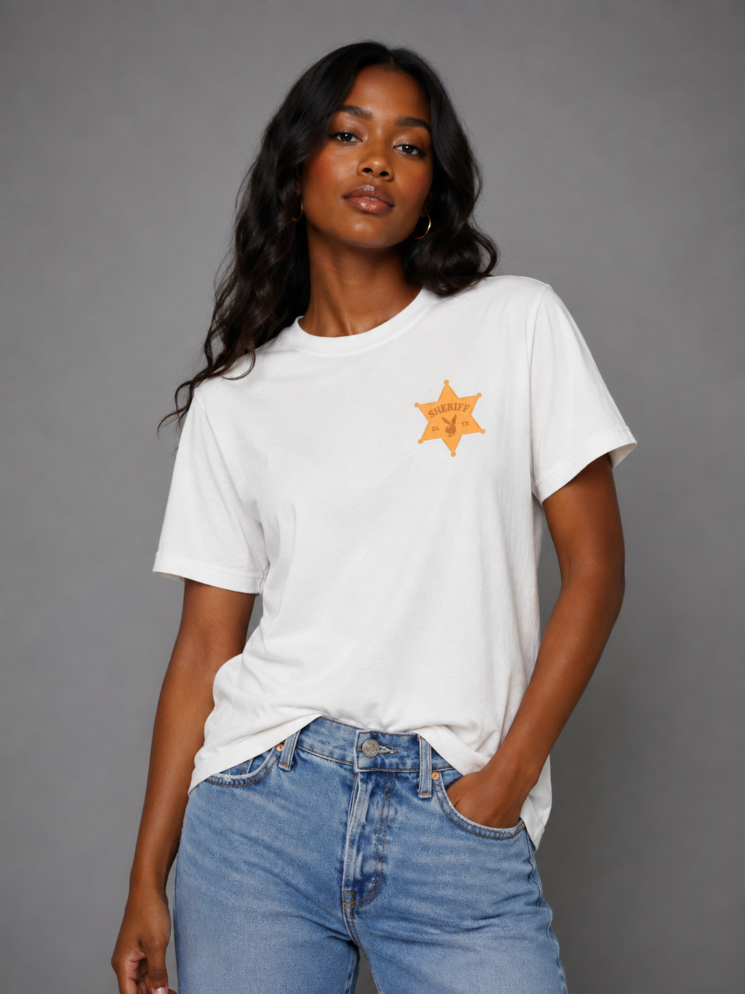 Playboy Bunny Sheriff t-shirt donna bianca cotone