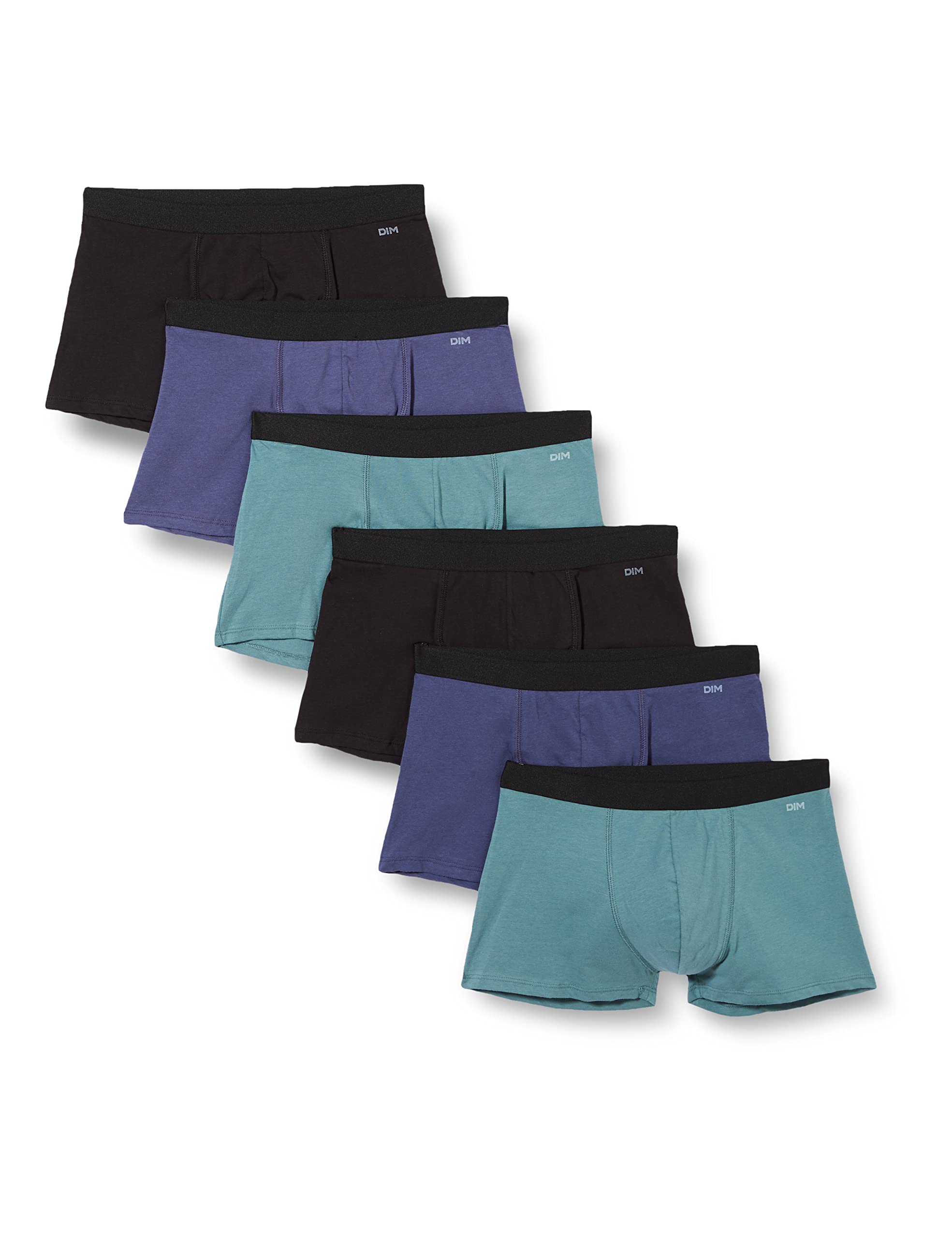 DIM boxer uomo x6 cotone nero grigio rosso
