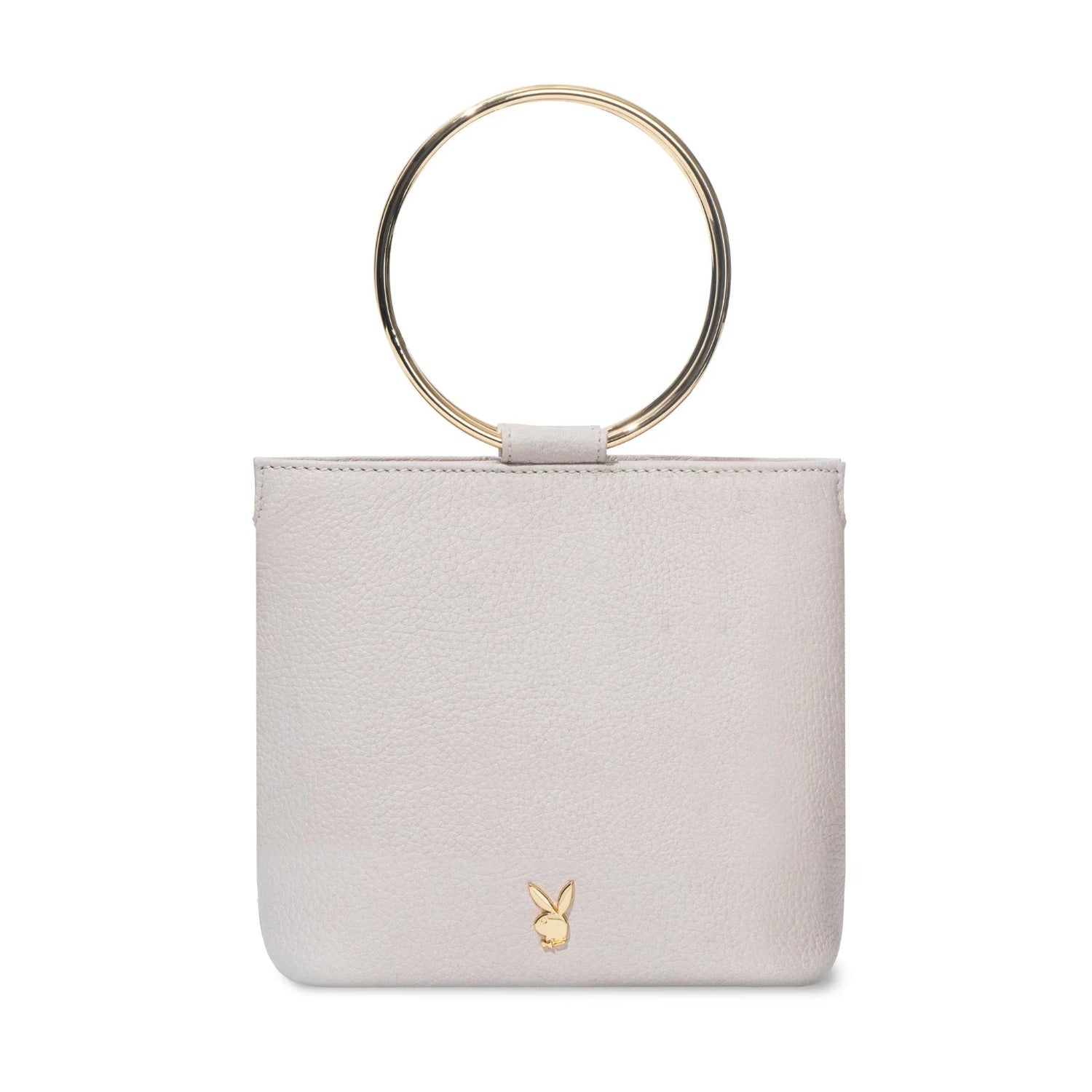 Playboy Leather Ring Clutch pochette pelle nera con catena