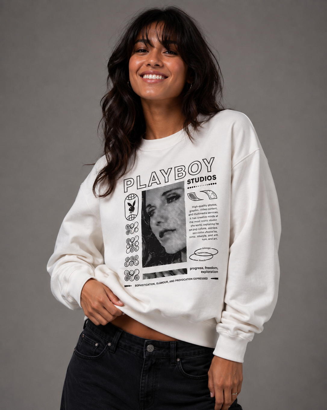 Playboy Freedom felpa girocollo boxy unisex cotone