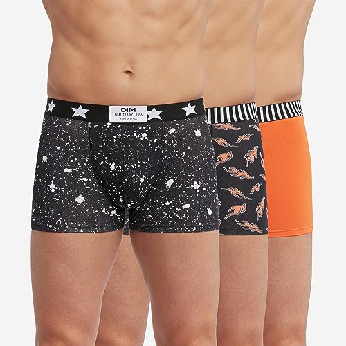 DIM Vibes boxer uomo x3 arancio-nero cotone elasticizzato