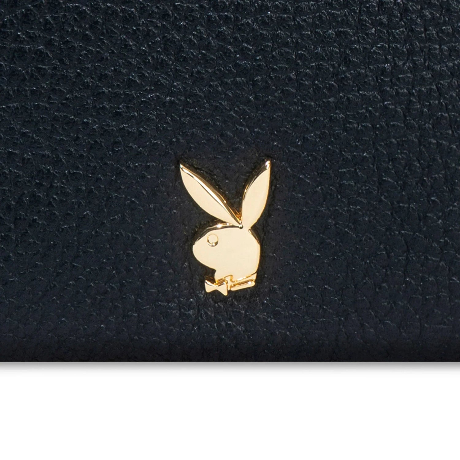 Playboy Leather Ring Clutch pochette pelle nera con catena