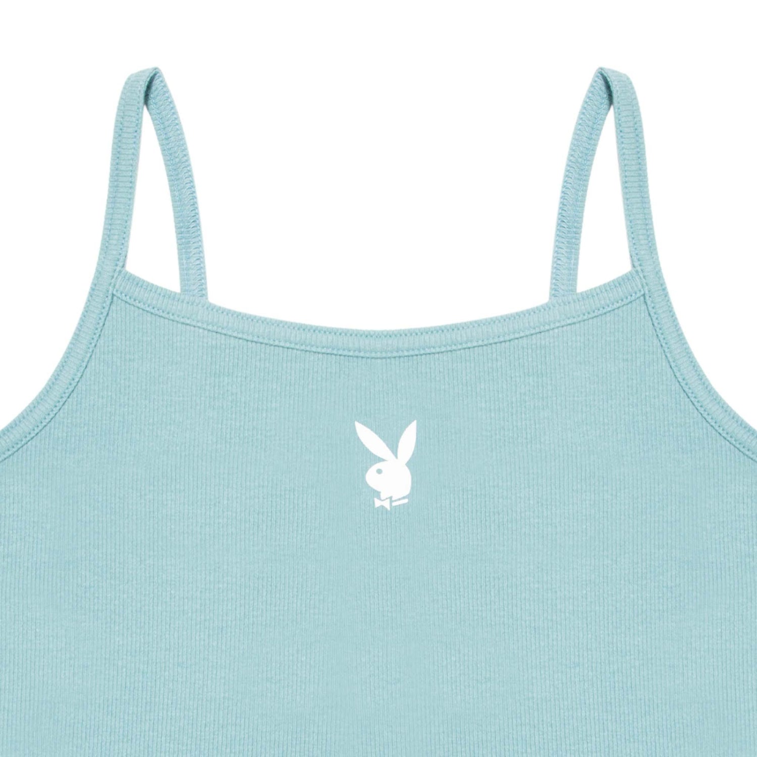 Playboy Classic Ribbed Scoop canotta costina azzurra